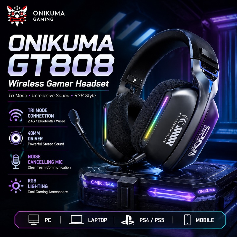 ONIKUMA GT808 Wireless Gaming  - Pc Gaming Apple ulasan dan harga