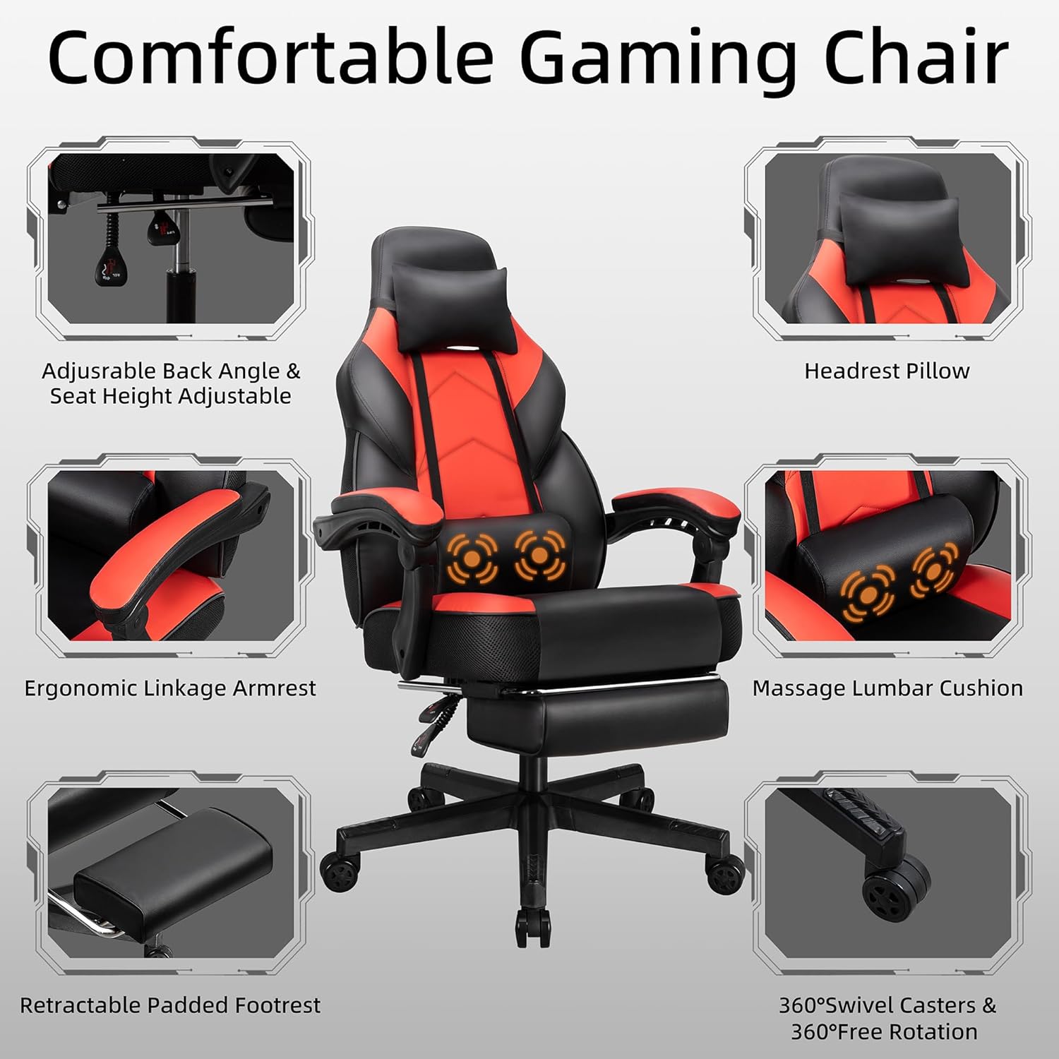 Gaming Chair with Footrest, Ma - Gaming Chair ulasan dan harga
