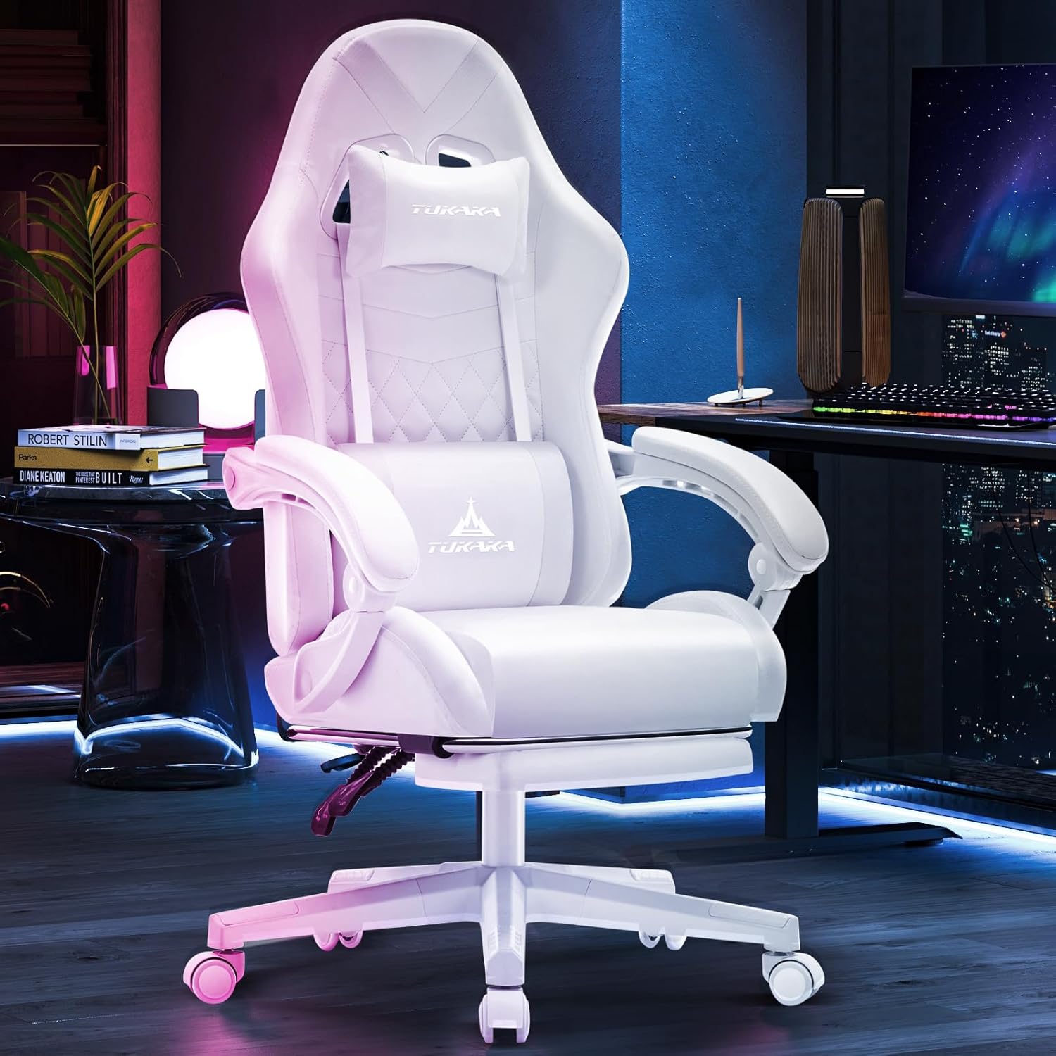 White Ergonomic Gaming Chair w - Gaming Chair ulasan dan harga