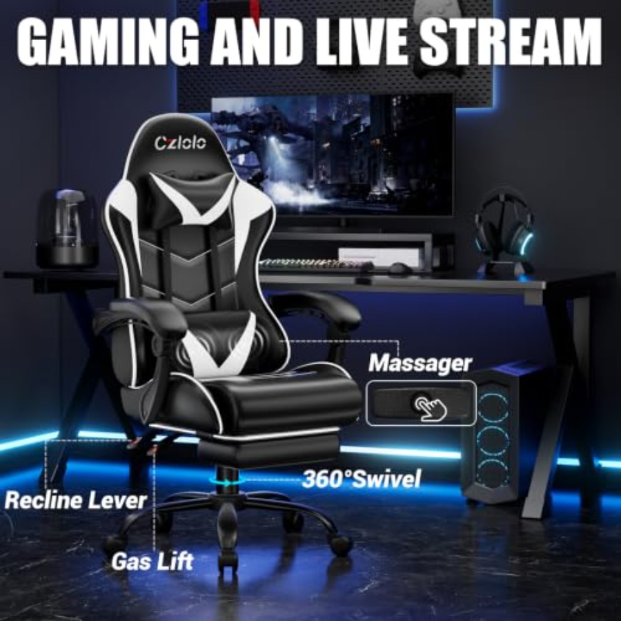 Gaming Chair with Footrest, Ra - Gaming Chair ulasan dan harga
