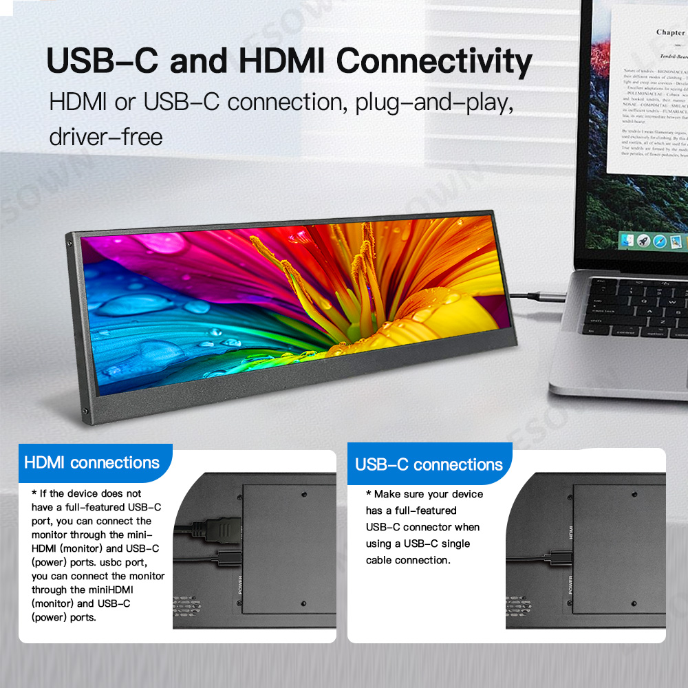 LESOWN PC Case Monitor 14.1inc - Pc Gaming Ultrawide Monitor ulasan dan harga